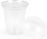 Inoverse 50 Stück Smoothie Becher To Go 300 ml, Dessertbecher, Plastikbecher für Eiskaffee, Cocktail, Bubble Tea mit Domdeckel mit Loch