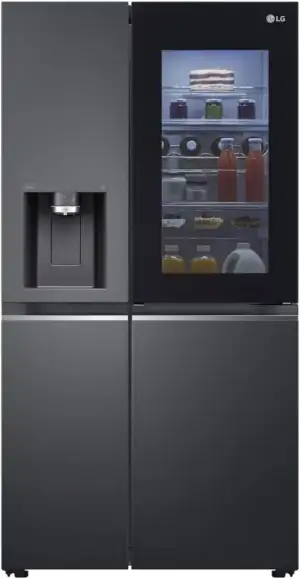 LG Electronics GSXV90MCDE Side-by-Side mit InstaView Door-in-Door | Craft Ice | EIS-, Crushed - und Wasserspender | 635 Liter Kapazität | Festwasseranschluss | Schwarz