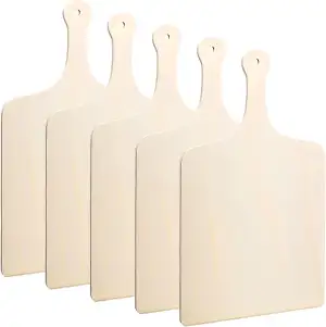 SHUESS 5 Stück Pizzaschieber Holz 42x30 cm 8mm, Pizzaschaufel Holz mit kurzem Stil, Pizzabrett aus Pappelholz & Flammkuchenbrett Set, Brotschieber Holz für Hausgemachte Pizza und Brot