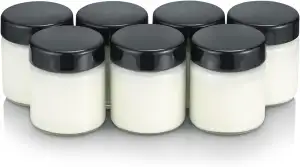 SEVERIN Ersatzgläser für Joghurtbereiter, Joghurtgläser mit Deckel (7 x 150 ml), passend zu den SEVERIN Joghurtmaschinen JG 3516 / JG 3518 / JG3519 / JG 3520 / JG 3521 und JG 3525, schwarz, EG 3514