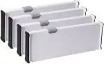 4 Stück Schubladentrenner verstellbar Schubladenteiler Schubladen Organizer für Küche, Büro, Kunststoff, weiß