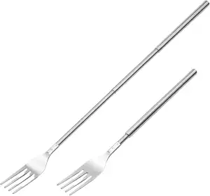 Teleskopgabel, 2 Stück, Ausziehbare Fondue Gabeln, Geeignet zum Grillen und Toas