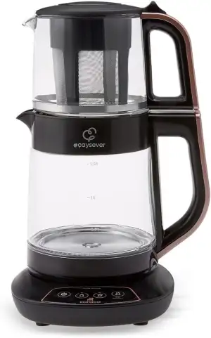 Karaca Çaysever 3-in-1 Glas-Teemaschine, Wasserkocher & Babynahrungswärmer, 1700