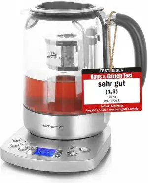 EMERIO Glas Teekocher Wasserkocher | 1,7 Liter | TESTSIEGER mit Note 1.3 | volla