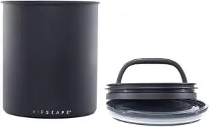 Airscape Kaffee-Aufbewahrungsdose (1,1 kg trockene Bohnen) – großer Behälter in Kilogröße, patentierter luftdichter Deckel drückt Luft heraus, um die Frische von Lebensmitteln zu bewahren (schwarz)