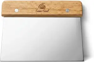 Teigschaber & Teigkarte aus Edelstahl – Ergonomischer Teigabstecher mit Naturholz-Griff – Profi Teigspachtel für Brot, Sauerteig & Pizza – Lebensmittelecht, Backzubehör für Hobbybäcker