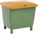 kaiserkraft | Rechteckbehälter | mit anscharniertem Deckel | Inhalt 210 l | Behälter grün | Deckel orange