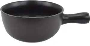 Feuerfeste Keramik-Käse-Fondue-Pfanne, schwarze Matte, Dia22,5cm H10cm Durchmesser. 2,5L Kapazität. Wärmebeständigkeit des natürlichen Materials bis 400 Grad Celsius