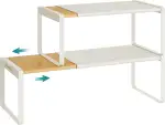 SONGMICS HOME Gewürzregal, 2er Set, ausziehbar, Küchen-Organizer, Küchenregal, Schrank-Organizer, Gewürzhalter, Küche, kleines Regal, stapelbar, Tisch-Organizer, naturbeige-cremeweiß KCS051N01