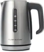 riviera&bar - Elektrischer Wasserkocher Inox 1L - 2000W - Temperaturregelung 40-100°C, LCD-Anzeige, Warmhaltefunktion 30 Min - Überhitzungsschutz - Kompaktes Design