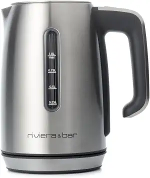 riviera&bar - Elektrischer Wasserkocher Inox 1L - 2000W - Temperaturregelung 40-
