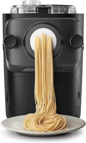 Philips 7000 Serie PastaMaker, Perfekte Nudeln Selbstgemacht, Automatisches Wiegen, 8 Pastasorten, Einfache Reinigung, bis zu 8 Portionen, ProExtrude-Technologie, Vegan, Glutenfrei, Schwarz(HR2665/93)