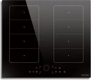 NOXTON Induktionskochfeld 4 Platten mit Doppelte Flexzonen, Induktionsfeld 60 cm Einbau mit Booster, Touch-Steuerung, Timer, Kindersicherung, Pause, 220V-240V, 7200W, Kein Stecker