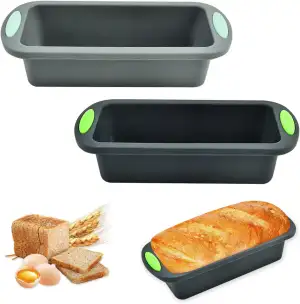 2 Stück Silikon Brotbackform Rechteckig,28x12x6.5cm Kuchenform Kastenbackform,Antihaft Silikon Backform Kastenform,Brotformen zum Backen Silikon,Faltbare Silikonbackformen für Kuchen,BPA-frei,Reusable
