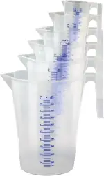 Messbecher-Set Profi Qualität 7-teilig 0,1/0,25/0,5/1/2/3/5 Liter, Bruchsicher, Hitzebeständig, S...