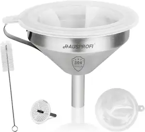 HAUSPROFI 5 Zoll Trichter aus Edelstahl und 200 Mesh Filter Jam Straining Set Si