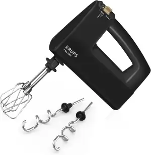 Krups F60858 3 MIX 7000 Handmixer 60 Jahre Edition | 500W | ergonomischer Griff | 1,65m-langes Kabel | Geschwindigkeitsregler, Schneebesen & Knethacken | bis zu 1kg Brotteig | Schwarz/Kupfer