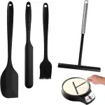 Crepes Verteiler und Spatel Set, 4 Stück Teigverteiler für Crepes Maker Zubehör T-Förmiger Teigve...