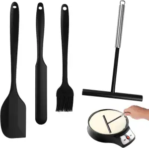 Crepes Verteiler und Spatel Set, 4 Stück Teigverteiler für Crepes Maker Zubehör 