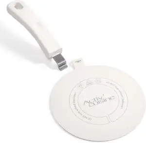 ACTIV CUISINE Induktion Adapterplatte 20 cm Induktionsadapterplatte mit abnehmbarem Griff Moka Induktionskochteller Adapter Edelstahl für die Verwendung von Kochgschirr auf Induktion, Weiß