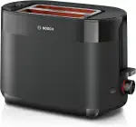 Bosch Kompakt Toaster MyMoment TAT2M123, integrierter Brötchenaufsatz, mit Auftaufunktion, mit Abschaltautomatik, Liftfunktion, Brotzentrierung, perfekt für 2 Scheiben, 800 Watt, Schwarz matt
