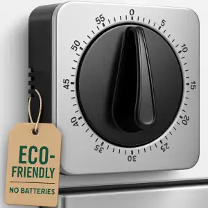 Kitchen Timer, Eieruhr Mechanisch Keine Batterien Erforderlich, Küchenwecker 100% Mechanische Mit Edelstahlgehäuse - Küchenuhr, Stoppuhr, Countdown-Erinnerung Magnetisch Küchenuhr Eieruhr (Grau)