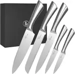5-in-1 Messerset aus Edelstahl - Scharfe Küchenmesser Set mit Brotmesser Kochmesser Santoku Messe...