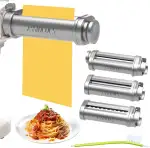 Nudelaufsatz für Bosch Mum5 Mum4 Zubehörteile, Nudelvorsatz aus SUS304 Edelstahl, Pasta Roller Edelstahl Spaghetti Fettuccine Kompatibel mit BOSCH Küchenmaschinen MUM5 MUM4 (Nudelaufsatz Set)