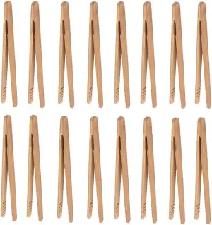 Bambus-Toastzange, 17.8 cm, Mini-Holz-Kochzange mit rutschfestem Design, ideal z