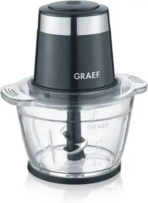 GRAEF Multi-Zerkleinerer CH502 Schwarz, Vierflügeliges Edelstahlmesser, Einhand-