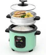 Macook Reiskocher mit Dampfkorb (0,6 Liter, 3 Tassen) 300W - Dämpfen und Kochen All-in-One Multifunktions Reiskocher Klein für 1 bis 6 Personen mit Anti-Stick-Beschichtung, Smart Auto Keep Warm