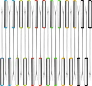 Fonduegabeln 24 Stück, Fonduegabeln aus Edelstahl 24cm Fondue Sticks mit Hitzebeständigem Griff für Fondue Braten Schokolade Käse Dessert Obst Gemüse