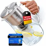 Glas- Wasserfilterkaraffe mit Aktivkohlefilter, Keramikkugeln, Mineralsteinen - gegen Schwermetalle, Kalk - Trinkwasser Wasserfilter für deine Küche