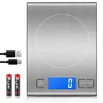 Diyife 15kg Küchenwaage aus 304 Edelstahl, Wiederaufladbar Lebensmittelwaage, Digitalwaage Briefwaage mit LED-Display &Tara Funktion, Batterien und Typ-C Aufladen, Digitalwaage für Kochen, Backen
