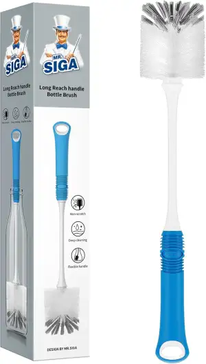 MR.SIGA Reinigungsbürste mit langem Griff Tassenbürste Flaschenbürste Bürste für Gläser Spülbürste Tüllenbürste mit Nylonborsten, 1er Pack