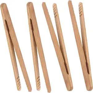 Bambus-Toastzange, 17.8 cm, Mini-Holz-Kochzange mit rutschfestem Design, ideal z