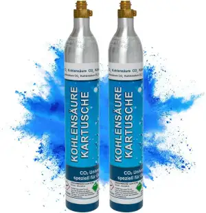 2x CO2-Kartusche Soda 425g Kohlensäure Zylinder für bis zu 120 Liter Sprudel Was