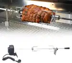 Edelstahl Grillspieß Set, 4W Drehspieß Spirit, 360° Drehbarer Winkel Drehspieß Grill 8kg Belastbarkeit Drehspiess mit Motor für Gasgrill Grillspieße Edelstahl