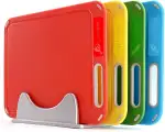 Kunststoff-Schneidebrett-Set einschließlich 4-Stücke Schneidebrett und 1-Keller, einfach zu bedienen und zu reinigen, Größe 35 x 26.7 x 10.7 cm