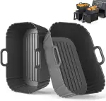 Airfryer Silikonform 2 Stück für Ninja Dual Zone AF400EU/EUCP AF200EU, COSORI, Juskys, Russell Hobbs, Silikoneinsatz für Heißluftfritteuse 7.6L 8L 8.5L 9L 9.5L, Wiederverwendbares Silikon Zubehör
