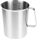 QWORK® Messbecher 304 Edelstahl, 1000 ML Messkanne Milk Pitcher mit 3 Messskalen, einschließlich Cups, ML, OZ Skala
