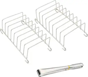 Toastständer Set, 2 Stück Edelstahl Toasthalter mit Brotklammer, Brötchenaufsatz
