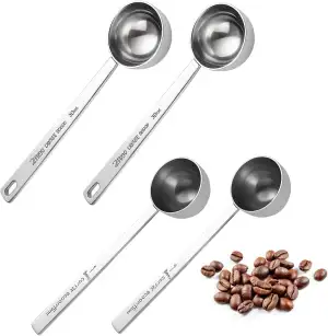 4 Stück Messlöffel Edelstahl, 15ml 30ml Dosierlöffel Für Präzise Messung, Kaffee Mess-Sets Mit Langem Griff, Edelstahl Esslöffel Schaufeln, Für Gemahlenen Kaffee, Losen Tee, Milchbrühe Und Pulver