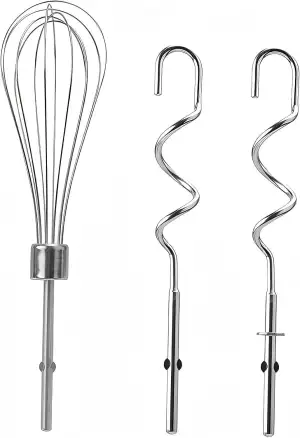 3 Stück Handmixer Zubehör für KitchenAid, Edelstahl Knethaken und Schneebesenauf