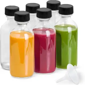 DIDITIME 6er 60ml Shot Flaschen zum Befüllen, Ingwer Shot Flaschen, Kleine Glasf