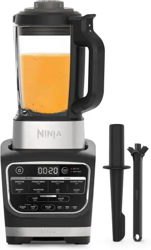 Ninja Foodi Mixer & Suppenbereiter, 10 Auto-iQ-Programme, 1,7L Glaskrug, heißer & kalter Mixer, integriertes Heizelement, Stampfer, Reinigungsprogramm & Bürste, 1000W, Schwarz HB150EU
