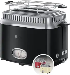 Russell Hobbs Toaster [für 2 Scheiben] Retro Edelstahl Schwarz (Countdown-Anzeig