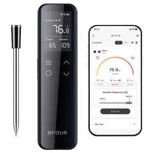 BFOUR WiFi Bluetooth Grillthermometer,Fleischthermometer mit 6 Sensoren,2600mAh 