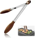 Kitchen Zangen zum Kochen mit Walnussholz Holzspitzen - Holzzangen ideal für BBQ, Salat, Toaster,...