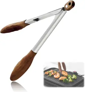 Kitchen Zangen zum Kochen mit Walnussholz Holzspitzen - Holzzangen ideal für BBQ